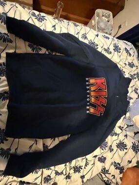 Kiss Logo Navy Blue Pullover